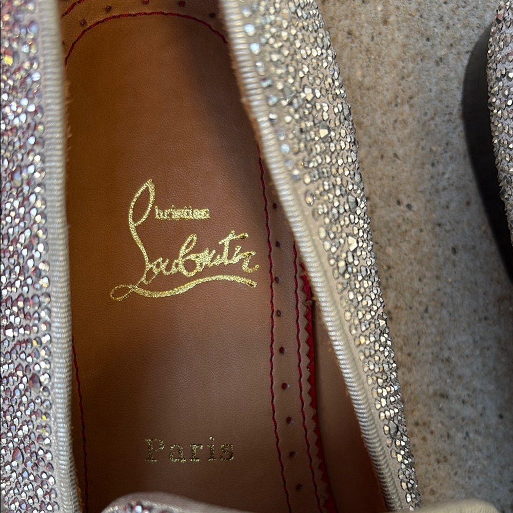 Christian Louboutin Swarovski Dandelion Silver Loafers Slip-On 44.5 US 10-10.5 - Picture 4 of 12